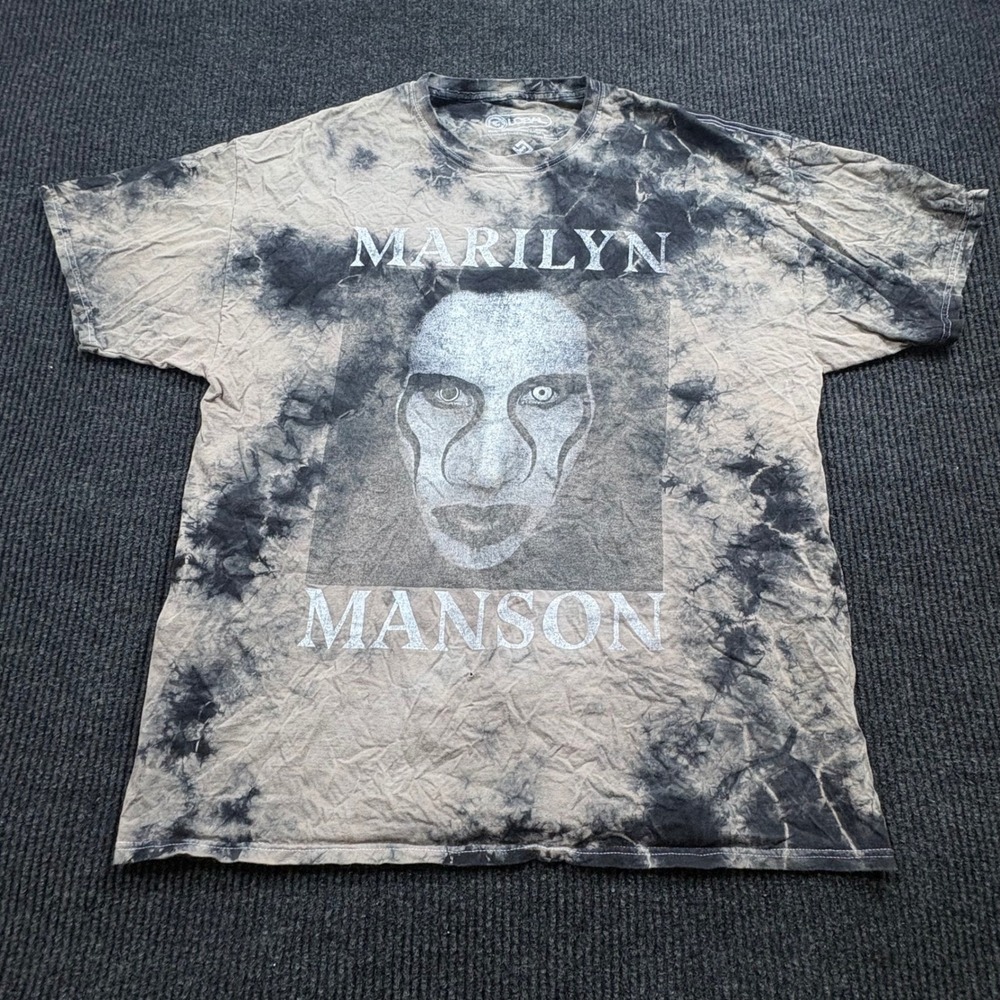 Marilyn Manson T-Shirt Mens Large Gray Tie Dye Graphic Band Tee 2020 Industrial
